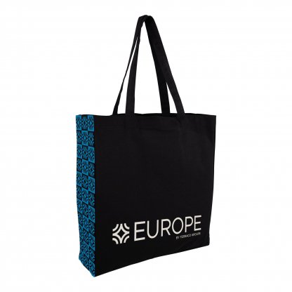 Sac Shopping En Coton Naturel 300g 37x41x10cm ANGIE Noir Avec Marquage