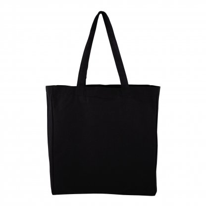 Sac Shopping En Coton Naturel 300g 37x41x10cm ANGIE Noir De Face