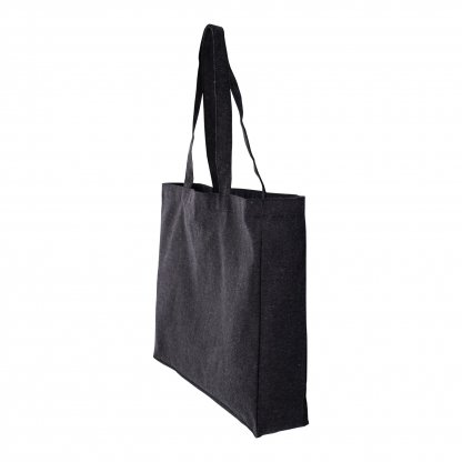 Sac Shopping En Coton Recyclé 220g 40x35x10cm SABAC Noir De Côté