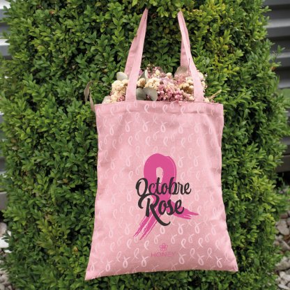 Tote Bag En Coton Recyclé 220g 37x41cm TOTO Rose Avec Marquage