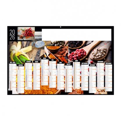 Calendrier Condiments Médium 13 Mois Par Face BANCAIRE