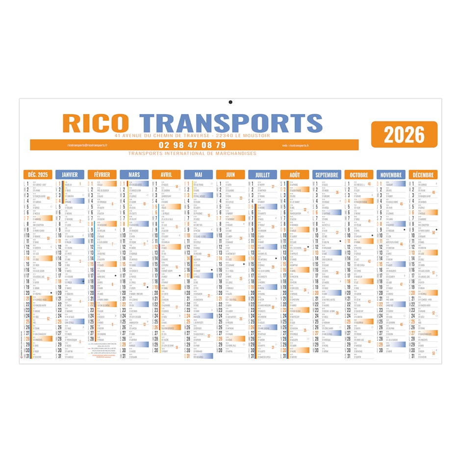 Calendrier Écomax personnalisable - à vos couleurs - BANCAIRE ÉCO - MAXI 13 mois