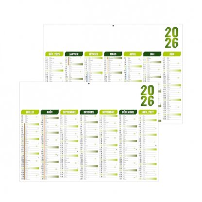 Calendrier Florentin Vert Micro 7 Mois Par Face Recto:verso BANCAIRE