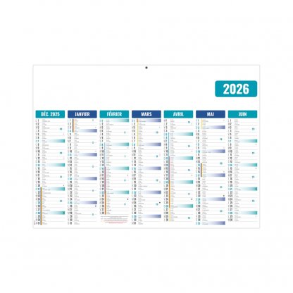 Calendrier Gaméco Bleu BANCAIRE ÉCO 7 Mois Par Face Recto