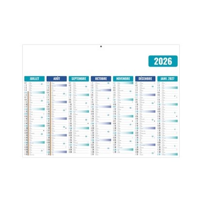Calendrier Gaméco Bleu BANCAIRE ÉCO 7 Mois Par Face Verso