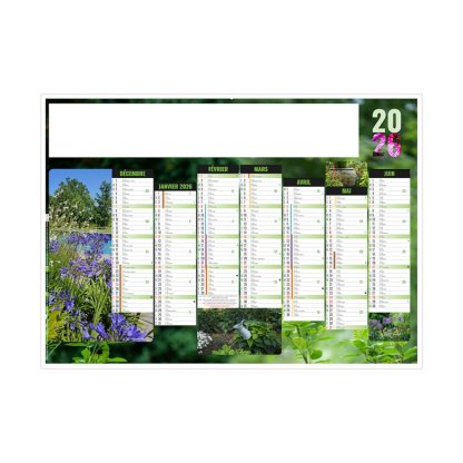 Calendrier Jardins 7 Mois Par Face Recto BANCAIRE