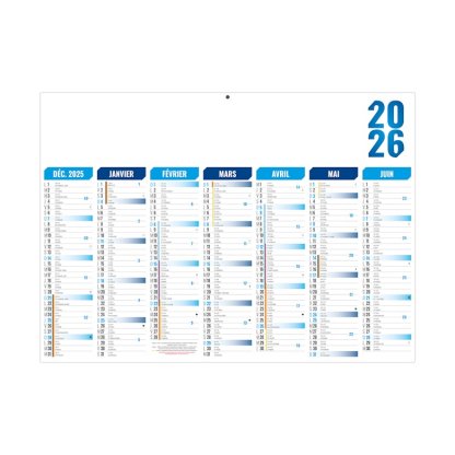 Calendrier Bleu Florentin 7 Mois Par Face Recto BANCAIRE