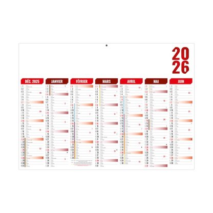 Calendrier Rouge Florentin 7 Mois Par Face Recto BANCAIRE