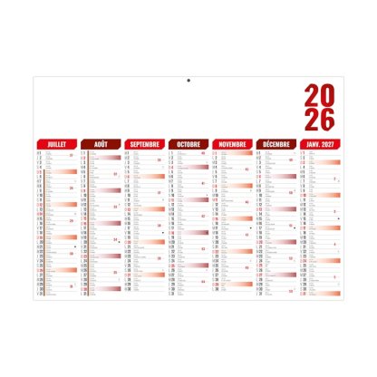 Calendrier Rouge Florentin 7 Mois Par Face Verso BANCAIRE