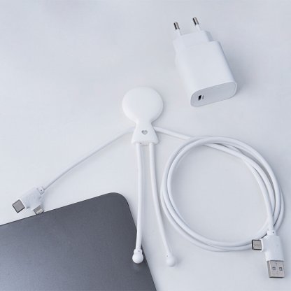 Pack De Charge Fun En Plastique Recyclé MR BIO FAST PACK Câble Bonhomme Et Tête à Côté