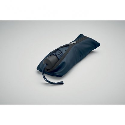 Parapluie Tempête Pliable En PET Recyclé Ø100cm SEATTLE Parapluie Fermé Dans Le Sac Bleu