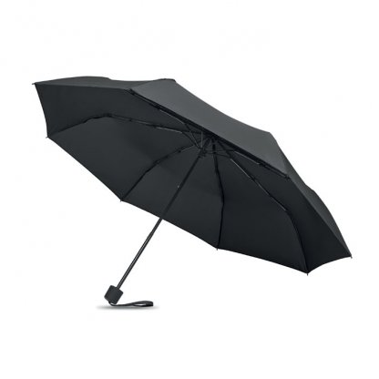 Parapluie Tempête Pliable En PET Recyclé Ø100cm SEATTLE Parapluie Ouvert Noir