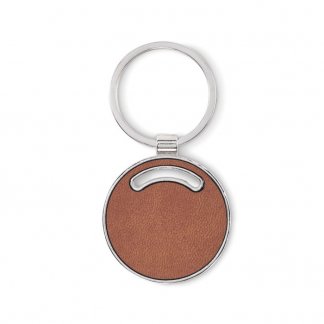 Porte-clés rond en métal et cuir PU recyclé personnalisable - LIRCLE