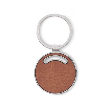 Porte Clés Rond En Métal Et Cuir PU Recyclé LIRCLE Photo Principale