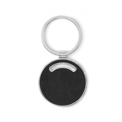 Porte Clés Rond En Métal Et Cuir PU Recyclé LIRCLE Porte Clés Noir