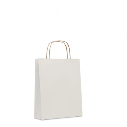 Sac Cadeau En Papier Recyclé 18x8x21cm PETIT Photo Principale Sac Blanc De Face