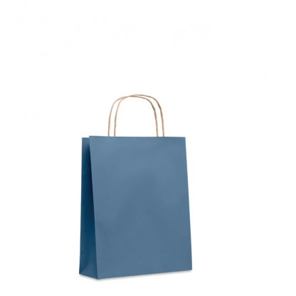 Sac Cadeau En Papier Recyclé 18x8x21cm PETIT Sac Bleu De Face