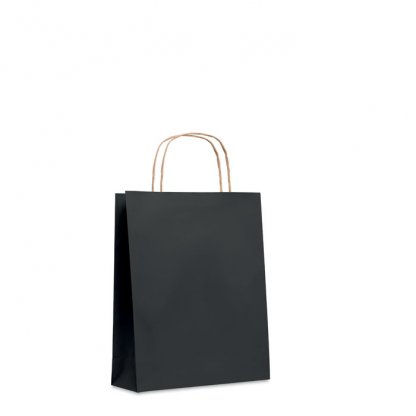 Sac Cadeau En Papier Recyclé 18x8x21cm PETIT Sac Noir De Face