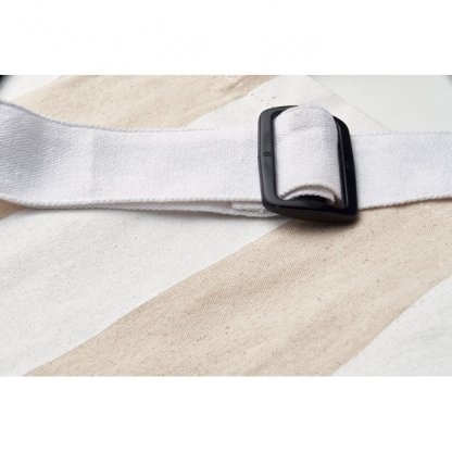 Sac De Plage Rayé En Coton Recyclé 46x16x60cm LAGUNA Lanière Blanche