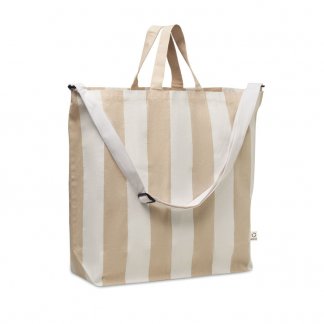 Sac de plage rayé avec logo en coton recyclé - 46x16x60cm - LAGUNA