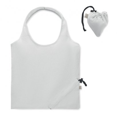 Sac Shopping Pliable En Coton Recyclé 140g 38x40cm CARRIE COLOUR Blanc