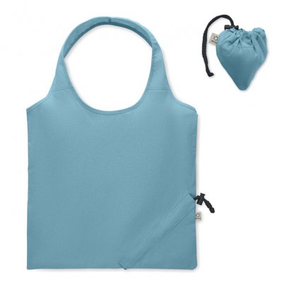 Sac Shopping Pliable En Coton Recyclé 140g 38x40cm CARRIE COLOUR Bleu Clair