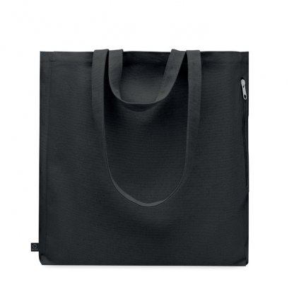 Tote Bag En Coton Et Polyester Recyclés 380g GAVE COLOUR Sac Noir De Face