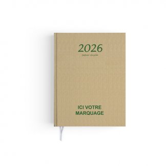 Agenda de bureau publicitaire en papier recyclé - 16,5x24cm - VOYAGE KRAFT