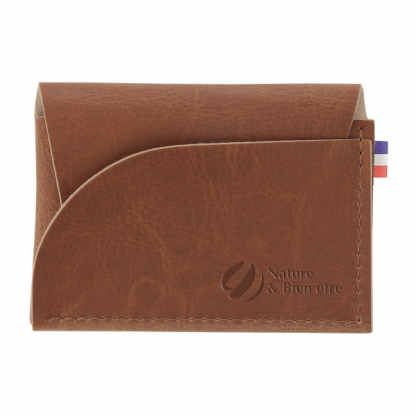 Porte Monnaie En Cuir Végétal MARIA Cognac Avec Marquage En Creux