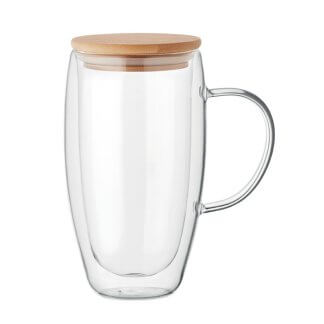 Mug PUB Double Paroi En Verre Et Bambou 450ml TEROL