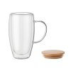 Mug Double Paroi En Verre Et Bambou 450ml TEROL Ouvert Vide