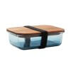 Lunch Box En Verre Avec Couvercle En Bois D'acacia 800ml VITRIO LUNCH Bleu Transparent