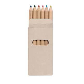 6 petits crayons publicitaire de couleur en bois - ABIGAIL