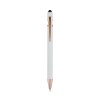 Stylo Bille Publicitaire En Aluminium Recyclé Avec Stylet Neil Rose Blanc, Vue 6