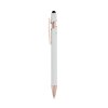 Stylo Bille Publicitaire En Aluminium Recyclé Avec Stylet Neil Rose Blanc, Vue 7