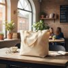 Sac Shopping Xxl Personnalisé En Coton Bio 280G 58X38X21Cm Jeannette Naturel Photo 4